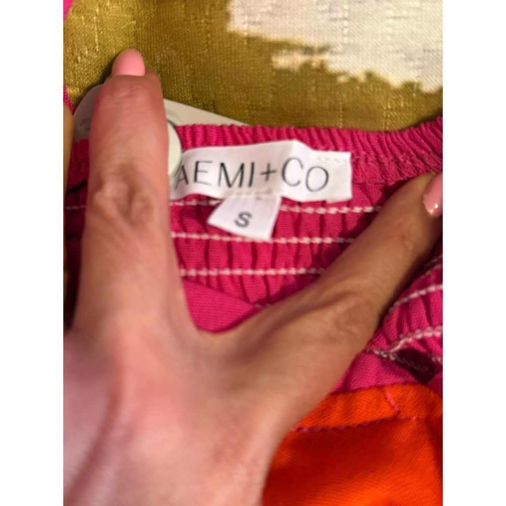 💕🧡NWT AEMI + CO Pink Orange Coral Halter Maxi Dress Colorblock Size S - Picture 3 of 5